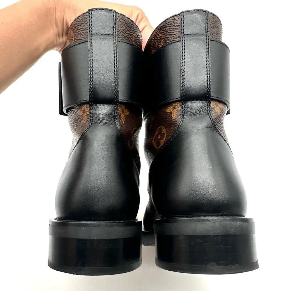 Louis Vuitton Wonderland Ranger Combat Boot Brown LV Monogram EU 37.5 US 7.5
